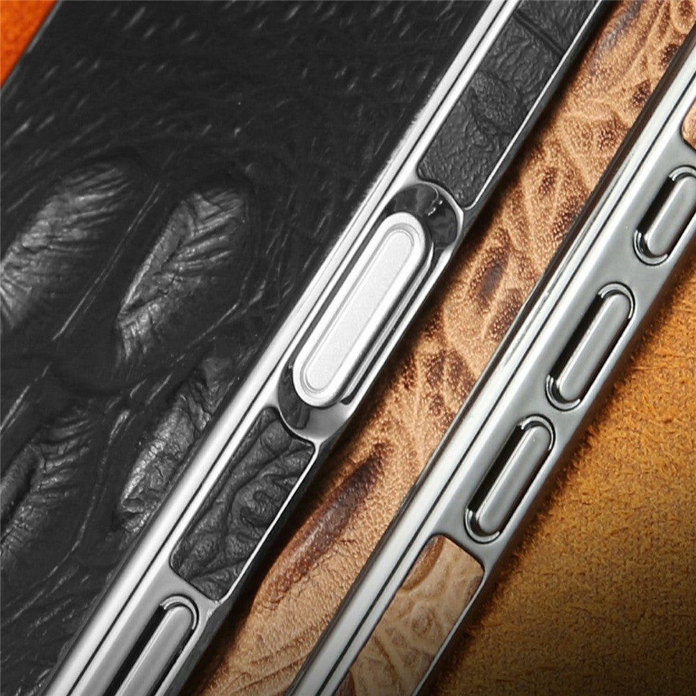 RMBMAX M2 for iPhone 17 Case Crocodile Pattern Genuine Cow Leather Shock-Absorbent Phone Back Cover