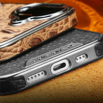 RMBMAX M2 for iPhone 17 Case Crocodile Pattern Genuine Cow Leather Shock-Absorbent Phone Back Cover