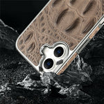 RMBMAX M2 for iPhone 17 Case Crocodile Pattern Genuine Cow Leather Shock-Absorbent Phone Back Cover