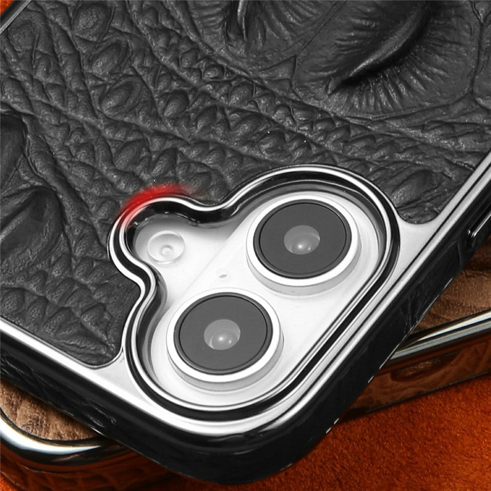 RMBMAX M2 for iPhone 17 Case Crocodile Pattern Genuine Cow Leather Shock-Absorbent Phone Back Cover