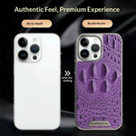 RMBMAX M2 for iPhone 15 Pro Max Case Crocodile Pattern Genuine Cow Leather Shock-Absorbent Phone Back Cover