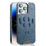 RMBMAX M2 for iPhone 15 Pro Max Case Crocodile Pattern Genuine Cow Leather Shock-Absorbent Phone Back Cover