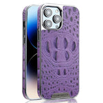 RMBMAX M2 for iPhone 13 Pro Max Case Crocodile Pattern Genuine Cow Leather Shock-Absorbent Phone Back Cover