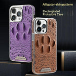 RMBMAX M2 for iPhone 13 Pro Case Crocodile Pattern Genuine Cow Leather Shock-Absorbent Phone Back Cover