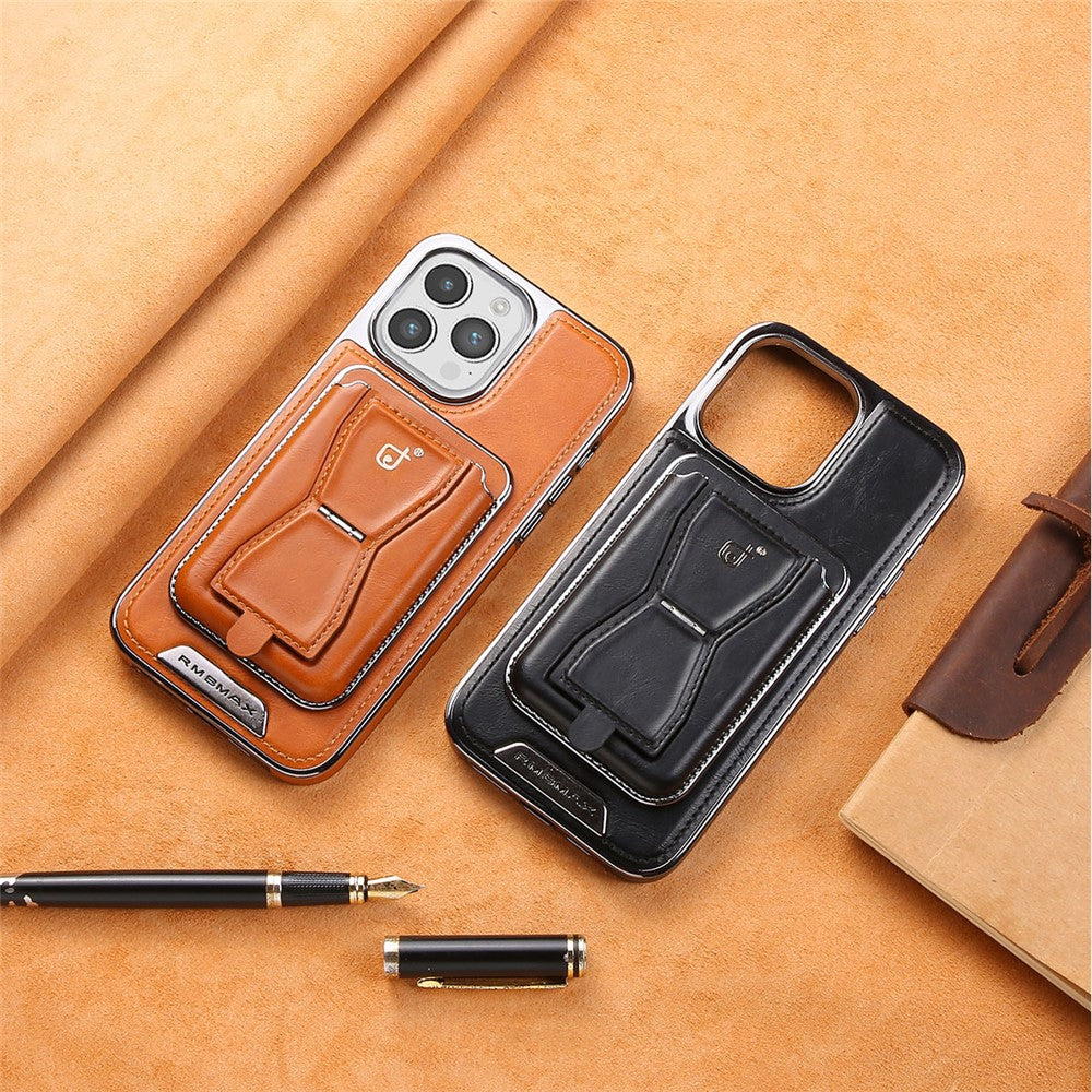 RIMBMAX P95 til iPhone 15 Pro Max Magnetisk Cover Kortetui Kickstand Læder + PC + TPU Telefoncover