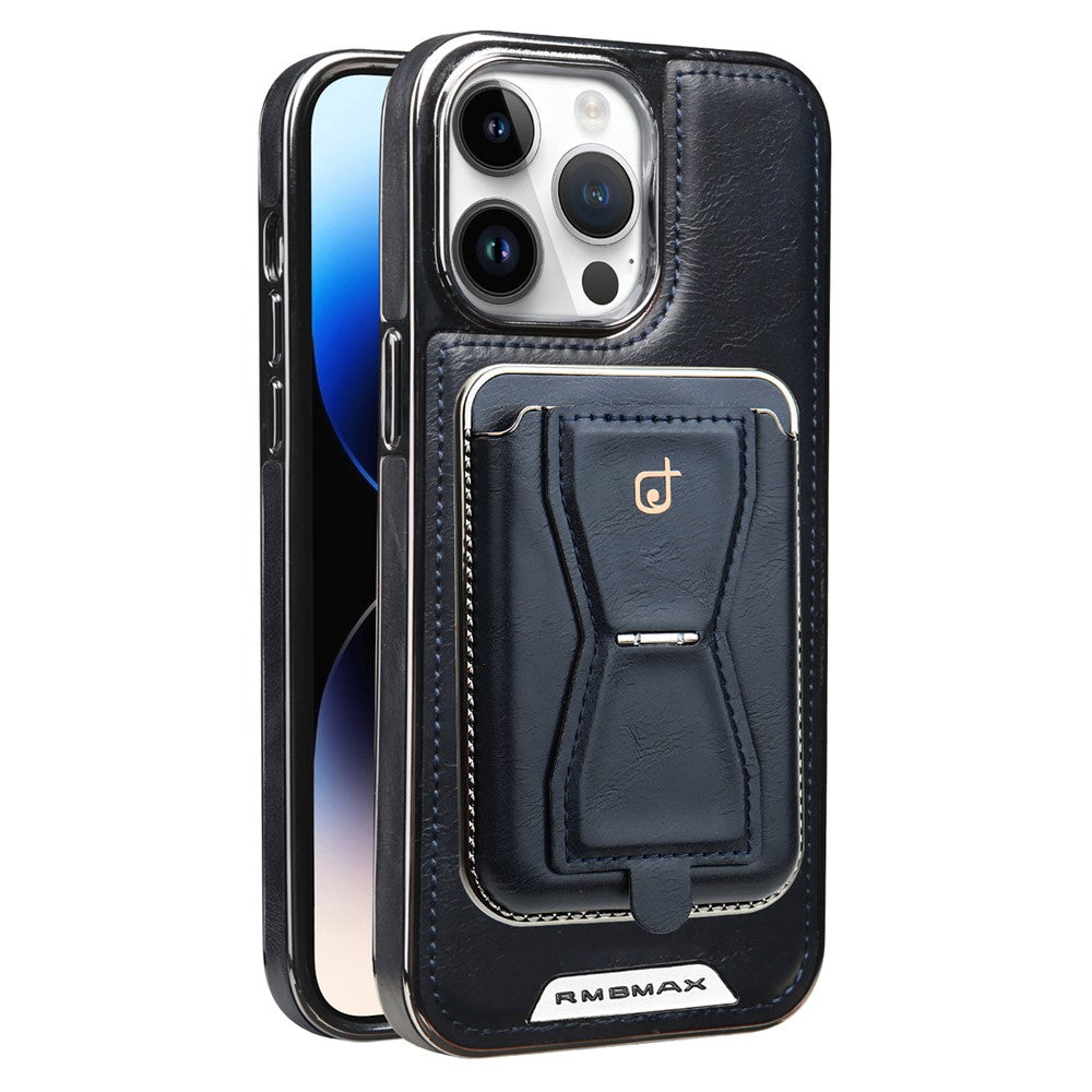 RIMBMAX P95 til iPhone 15 Pro Max Magnetisk Cover Kortetui Kickstand Læder + PC + TPU Telefoncover