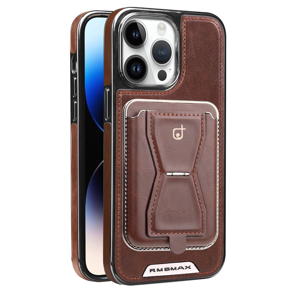 RIMBMAX P95 til iPhone 15 Pro Max Magnetisk Cover Kortetui Kickstand Læder + PC + TPU Telefoncover
