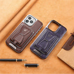 RIMBMAX P95 for iPhone 15 Pro Magnetic Case Card Holder Kickstand Leather + PC + TPU Phone Cover
