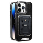 RIMBMAX P95 for iPhone 15 Pro Magnetic Case Card Holder Kickstand Leather + PC + TPU Phone Cover