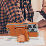 RIMBMAX P95 for iPhone 14 Pro Max Magnetic Case Card Holder Kickstand Leather + PC + TPU Phone Cover