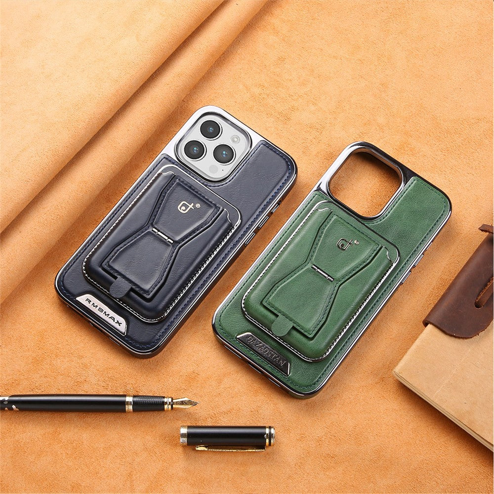RIMBMAX P95 for iPhone 14 Pro Max Magnetic Case Card Holder Kickstand Leather + PC + TPU Phone Cover