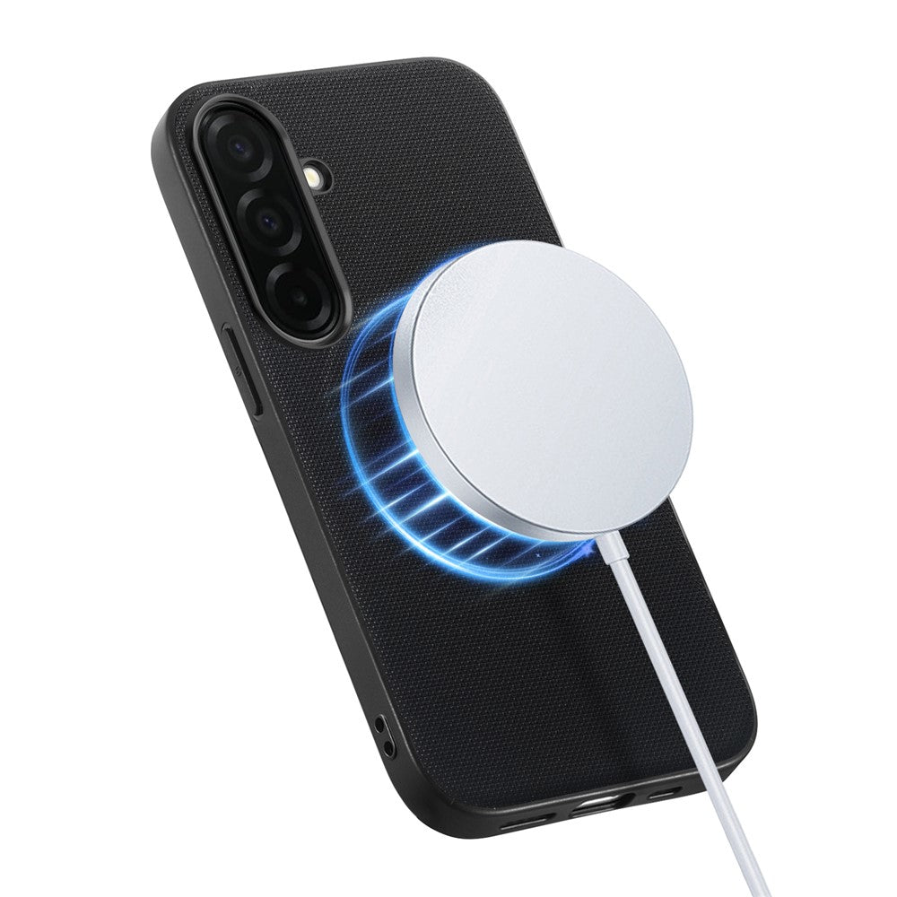 Til Samsung Galaxy A55 5G Magnetisk Cover Fint Gitter Tekstur Læder + PC + TPU Telefoncover