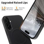 Til Samsung Galaxy A55 5G Magnetisk Cover Fint Gitter Tekstur Læder + PC + TPU Telefoncover