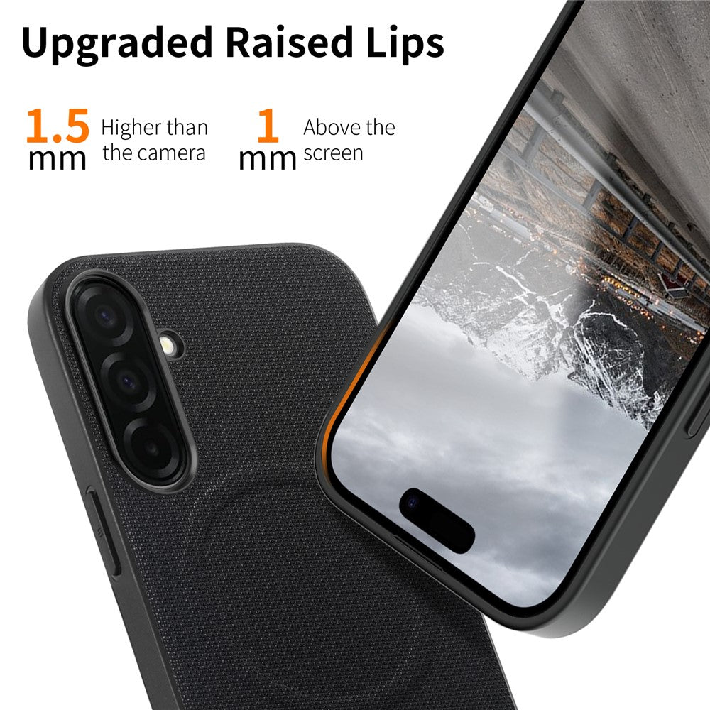 Til Samsung Galaxy A35 5G Magnetisk Etui Fin Gittertekstur Læder + PC + TPU Telefoncover
