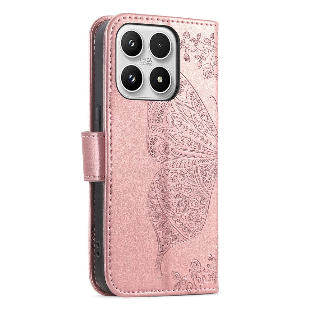 Läderfodral för Xiaomi 17 med härdat glas, strass, fjärilsfodral för mobil