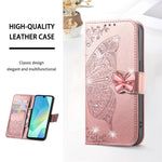 Läderfodral för Xiaomi 17 med härdat glas, strass, fjärilsfodral för mobil