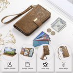 For Xiaomi 17 Leather Case with Tempered Glass Flim Flower Leaf Zipper Wallet Phone Cover