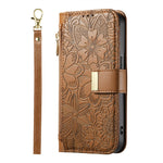 For Xiaomi 17 Leather Case with Tempered Glass Flim Flower Leaf Zipper Wallet Phone Cover
