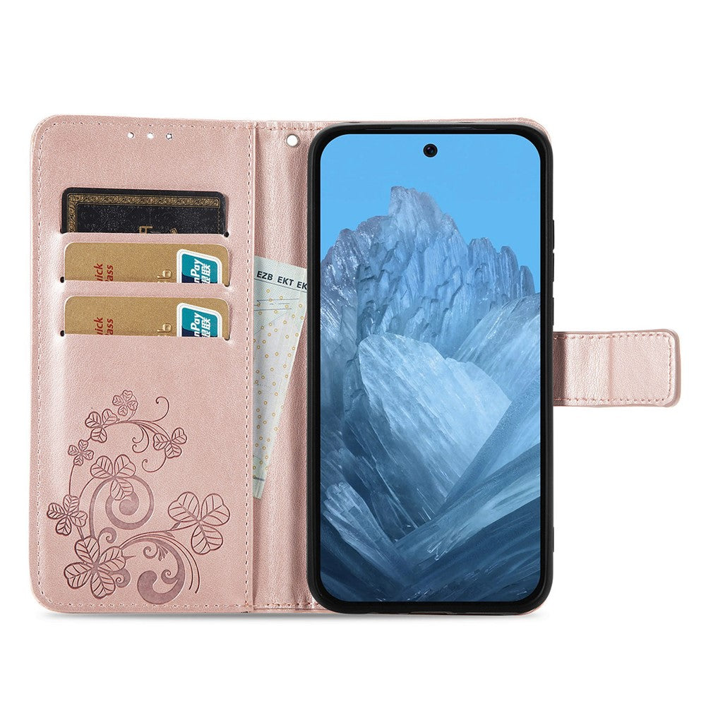 For Xiaomi 17 Case with Tempered Glass Flim Four-Leaf Clover Leather Wallet Phone Cover