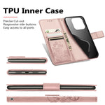 For Xiaomi 17 Case with Tempered Glass Flim Four-Leaf Clover Leather Wallet Phone Cover