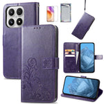 For Xiaomi 17 Case with Tempered Glass Flim Four-Leaf Clover Leather Wallet Phone Cover