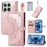 For Xiaomi 17 Leather Case with Tempered Glass Flim Mandala Flower Wallet Phone Cover