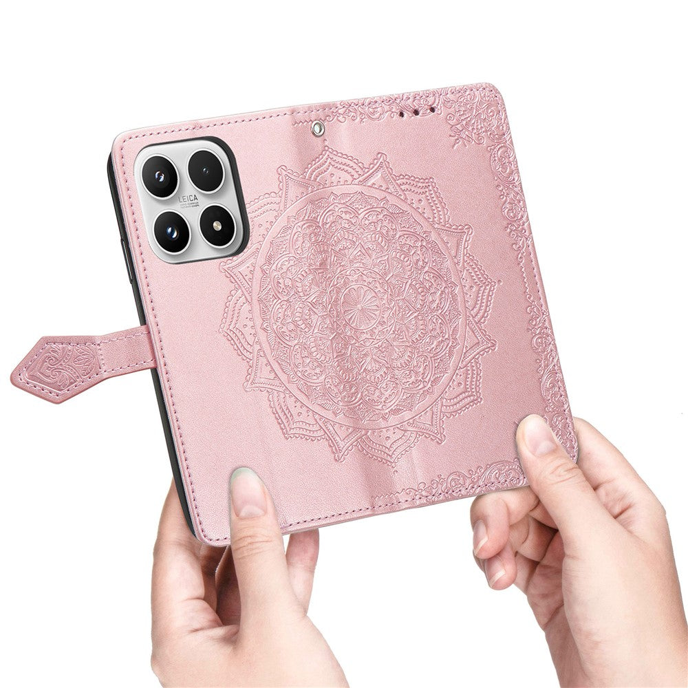 For Xiaomi 17 Leather Case with Tempered Glass Flim Mandala Flower Wallet Phone Cover