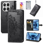 For Xiaomi 17 Leather Case with Tempered Glass Flim Mandala Flower Wallet Phone Cover