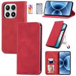 For Xiaomi 17 Leather Case with Tempered Glass Flim Card Holder Magnetic Closing Phone Cover