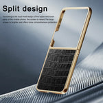 For Samsung Galaxy Z Flip8 Case Crocodile Texture PU Leather + PC Electroplated Phone Cover