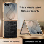 For Samsung Galaxy Z Flip8 Case Crocodile Texture PU Leather + PC Electroplated Phone Cover