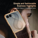 For Samsung Galaxy Z Flip8 Case Crocodile Texture PU Leather + PC Electroplated Phone Cover