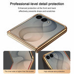 For Samsung Galaxy Z Flip8 Case Crocodile Texture PU Leather + PC Electroplated Phone Cover