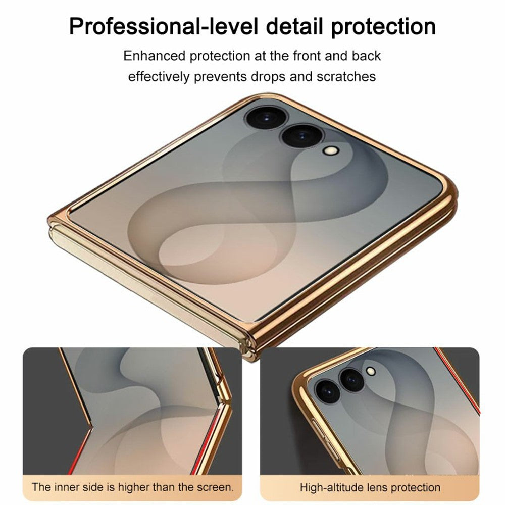 For Samsung Galaxy Z Flip8 Case Crocodile Texture PU Leather + PC Electroplated Phone Cover
