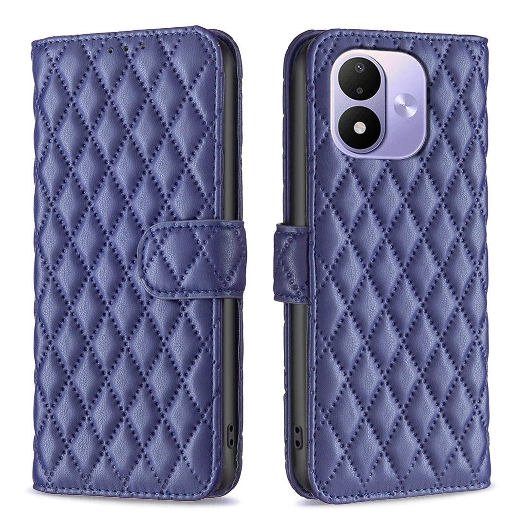 BINFEN COLOR BF Style-14-etui med rombeformet læderetui og stativ til Xiaomi Redmi Note 17 4G (Global) / Note 17 5G (Global) / Note 17 (Indien/Kina) 5G