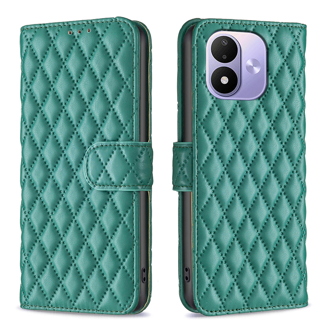 BINFEN COLOR BF Style-14-etui med rombeformet læderetui og stativ til Xiaomi Redmi Note 17 4G (Global) / Note 17 5G (Global) / Note 17 (Indien/Kina) 5G