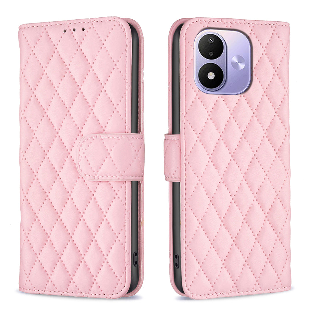 BINFEN COLOR BF Style-14-etui med rombeformet læderetui og stativ til Xiaomi Redmi Note 17 4G (Global) / Note 17 5G (Global) / Note 17 (Indien/Kina) 5G