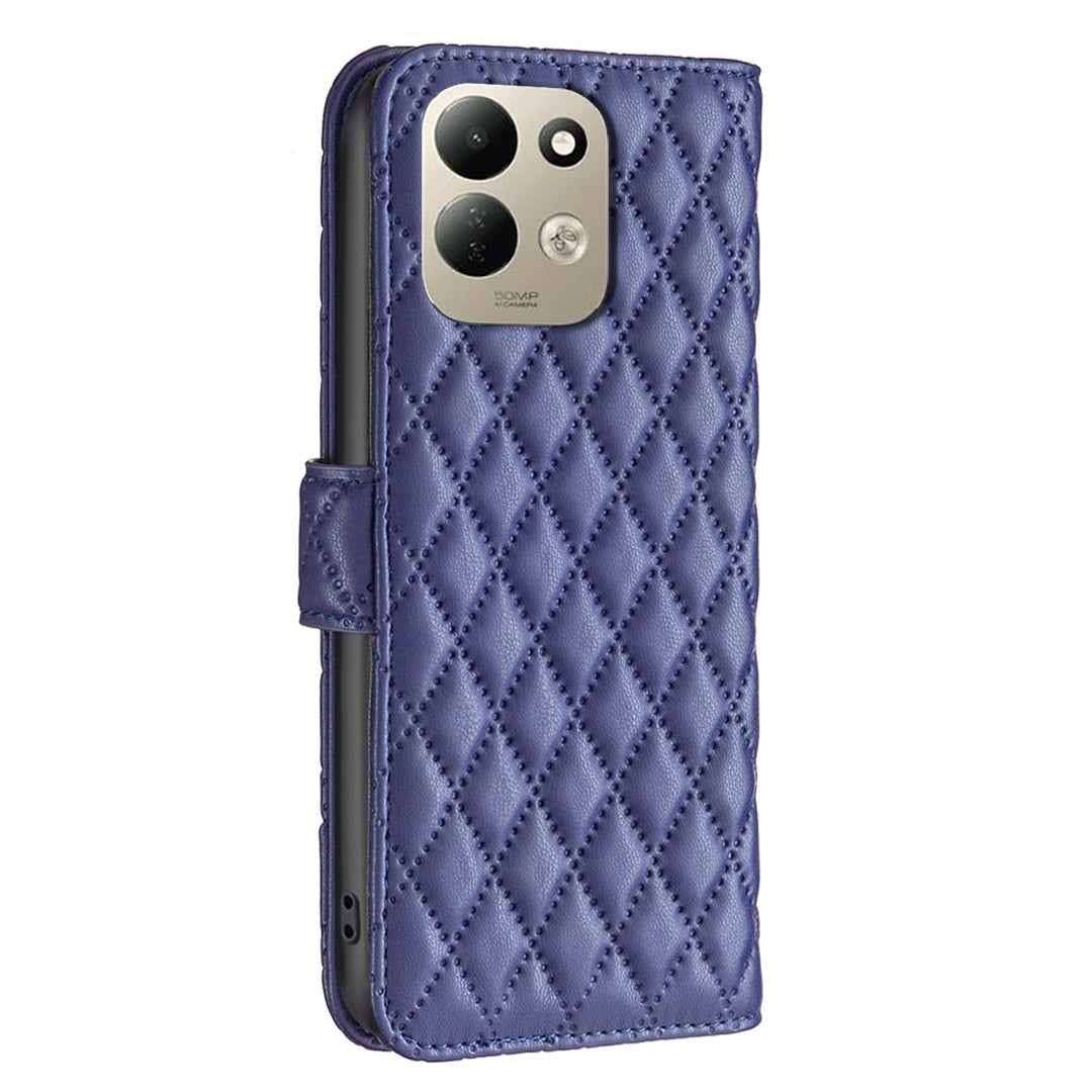 BINFEN COLOR för Xiaomi Redmi 17 5G / Xiaomi Redmi 17 4G BF Style-14-skal med rombiskt läderfodral, stativ