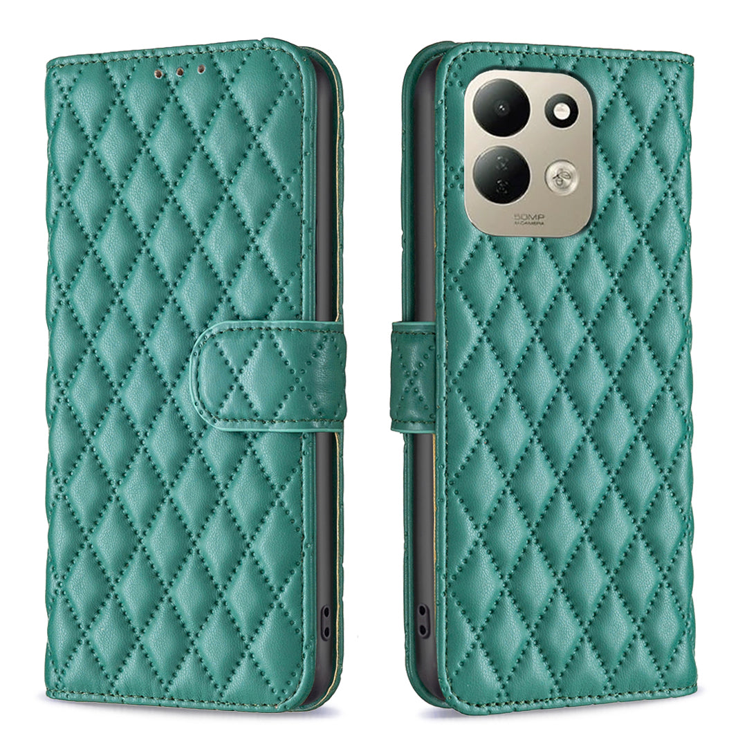 BINFEN COLOR för Xiaomi Redmi 17 5G / Xiaomi Redmi 17 4G BF Style-14-skal med rombiskt läderfodral, stativ