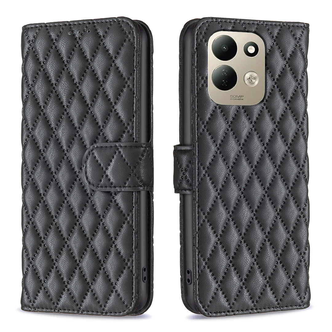BINFEN COLOR för Xiaomi Redmi 17 5G / Xiaomi Redmi 17 4G BF Style-14-skal med rombiskt läderfodral, stativ