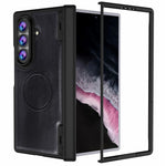 For Samsung Galaxy Z Fold8 Ultra Magnetic Case Hinge Protection PU Leather Coated PC Phone Cover with HD Tempered Glass Screen Protector