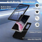For Samsung Galaxy Z Fold8 Ultra Magnetic Case Hinge Protection PU Leather Coated PC Phone Cover with HD Tempered Glass Screen Protector