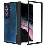 For Samsung Galaxy Z Fold8 Ultra Magnetic Case Hinge Protection PU Leather Coated PC Phone Cover with HD Tempered Glass Screen Protector