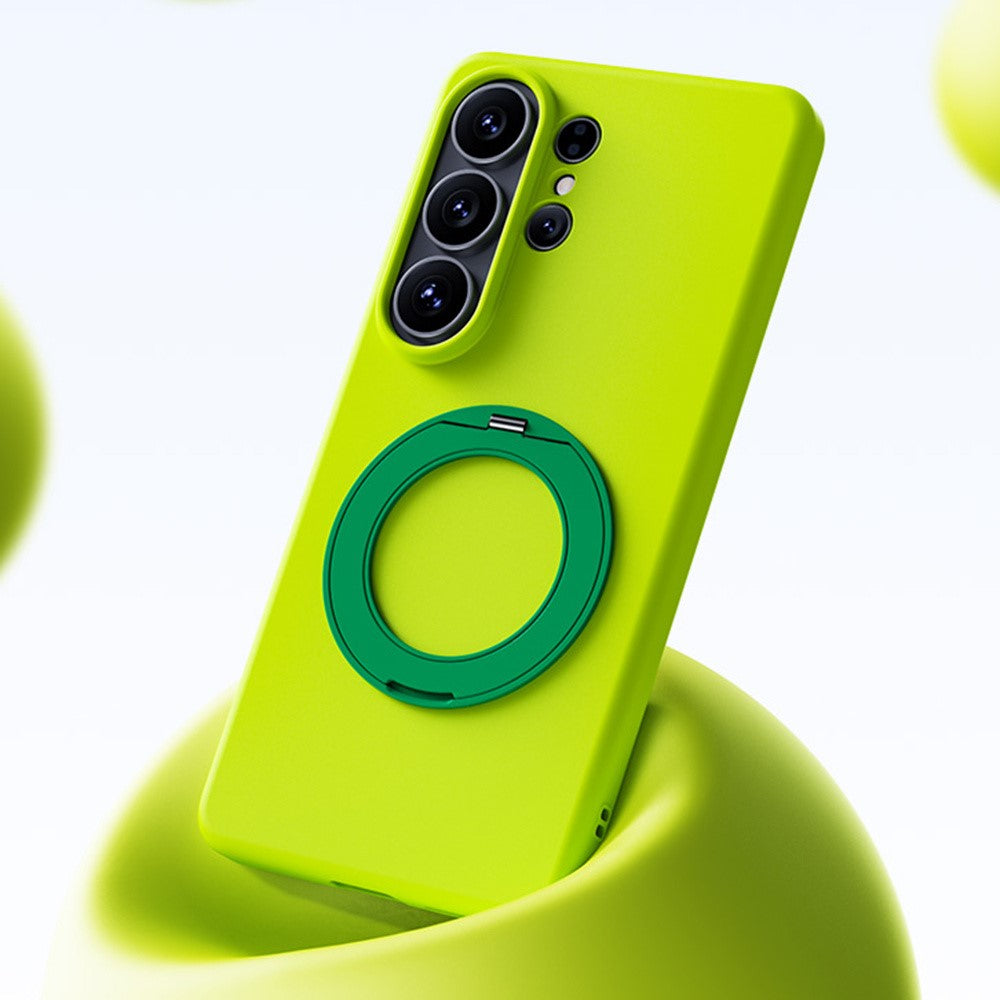 For Samsung Galaxy S25 Ultra Case Magnetic Rotatable Kickstand Soft TPU Skin-touch Phone Cover