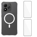 WANLONFENG WL1-serien til Xiaomi Redmi Note 17 4G (Global) / Note 17 5G (Global) / Note 17 (Indien/Kina) 5G, 2,0 mm magnetisk etui med gennemsigtig TPU-bagside og 2 skærmfilm
