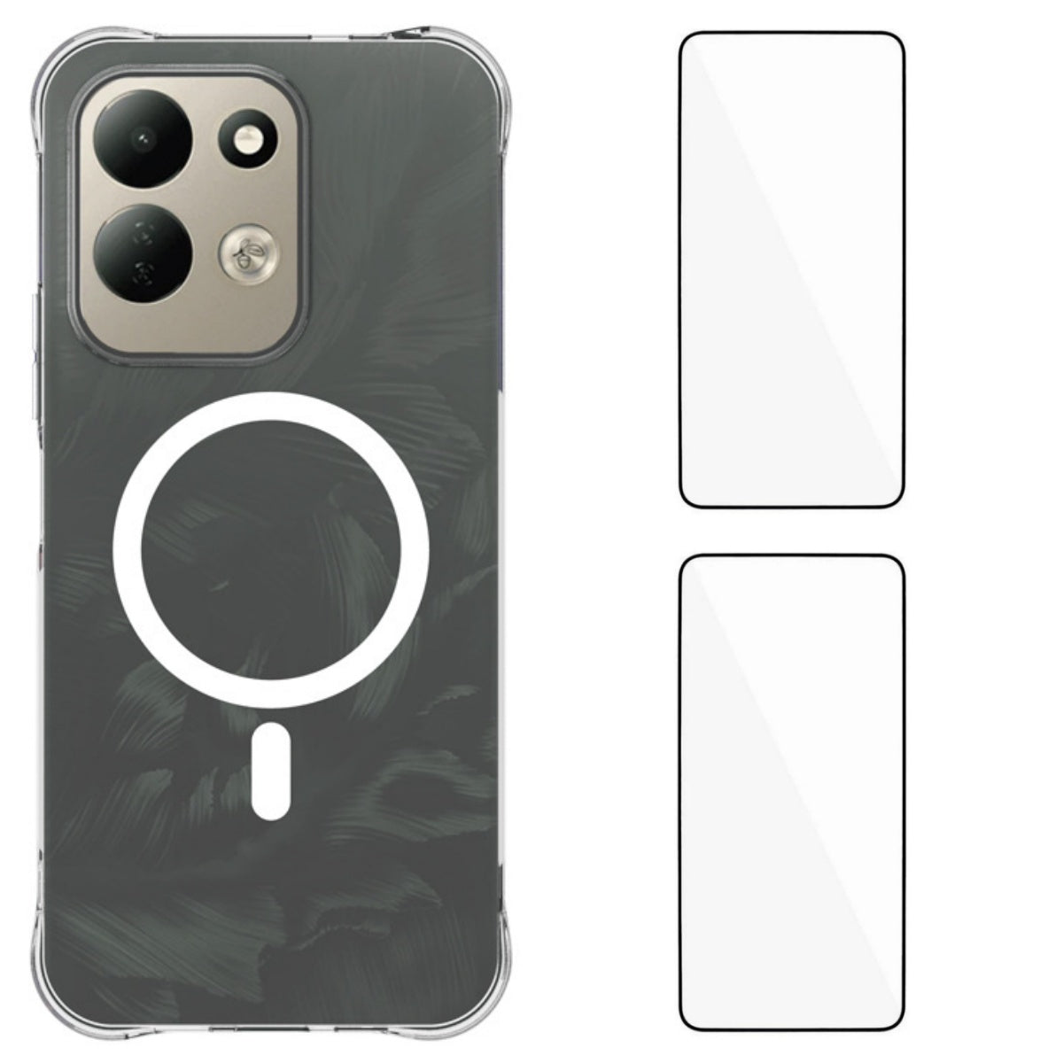 WANLONFENG för Xiaomi Redmi 17 5G / Xiaomi Redmi 17 4G WL1-serien 2,0 mm magnetiskt skal, genomskinligt TPU-mobilbakstycke med 2 st. skärmfilmer