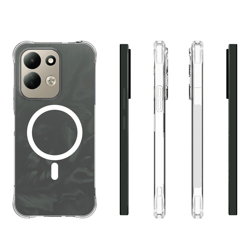 WANLONFENG för Xiaomi Redmi 17 5G / Xiaomi Redmi 17 4G WL1-serien 2,0 mm magnetiskt skal, genomskinligt TPU-mobilbakstycke med 2 st. skärmfilmer