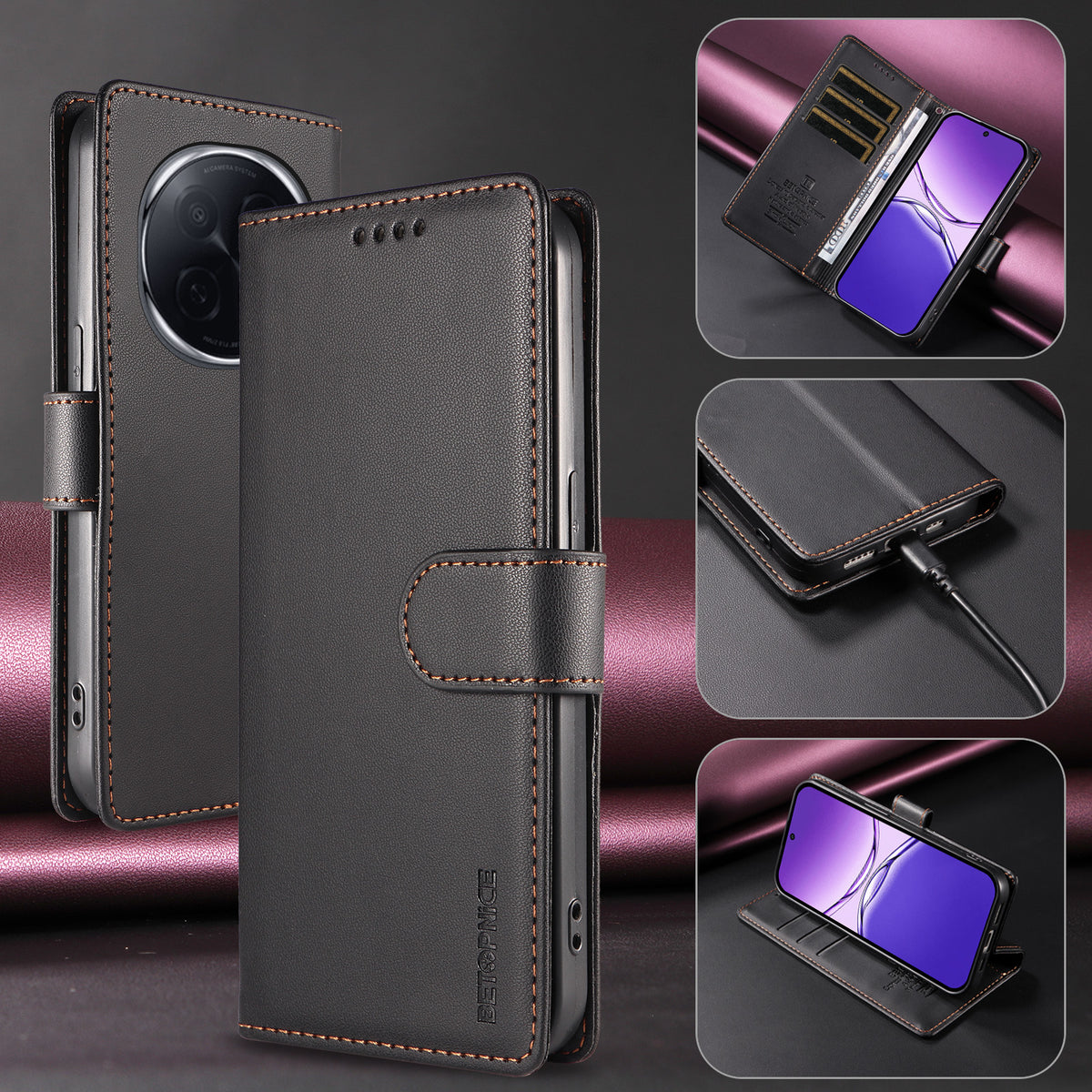 BETOPNICE Oppo F29 Pro 5G (Global) / Oppo A5 Pro 5G (Kina) 006-cover, RFID-blokerende pung i læder med håndledsrem