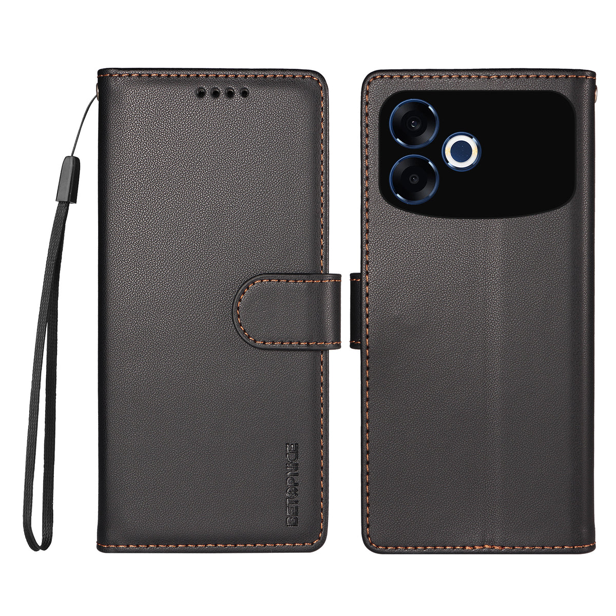 BETOPNICE for Oppo F33 Pro 5G / Oppo A6s Pro 5G 006 Case RFID Blocking Wallet Stand Leather Phone Cover with Wrist Strap