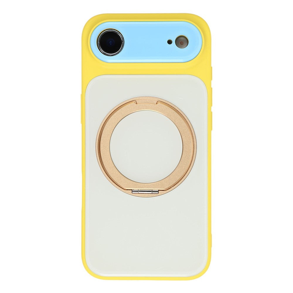 For iPhone Air Case Magnetic Rotating Kickstand Colorblock Design PC + TPU Phone Cover